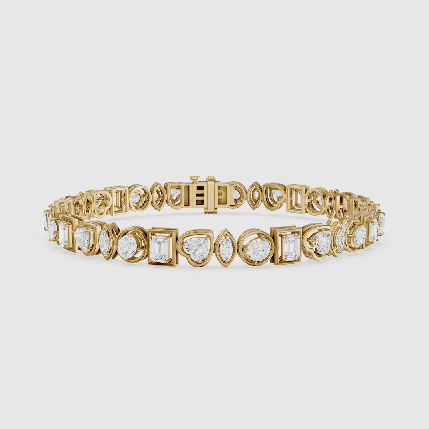 Load video: Deasia Oval, Emerald Cut, Heart and Marquise Lab Grown Diamond Tennis Bracelet