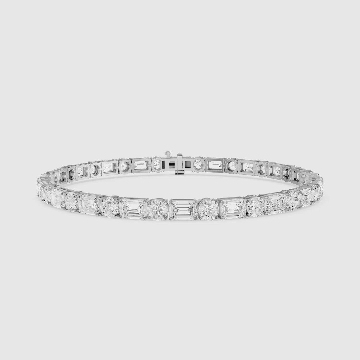 Load video: Mileva Emerald and Round Lab Grown Diamond Tennis Bracelet
