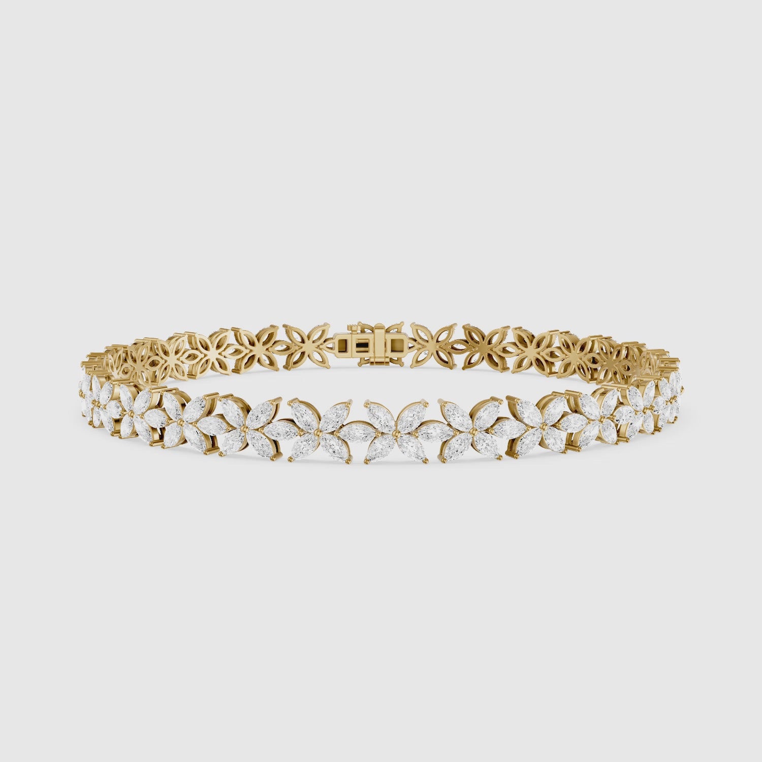 Load video: Corinne Marquise Lab Grown Diamond Floral Tennis Bracelet