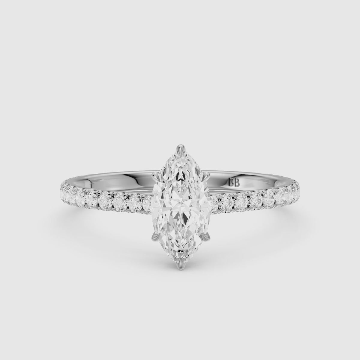 Load video: Selena Marquise Cut Lab Grown Diamond Pave Engagement Ring