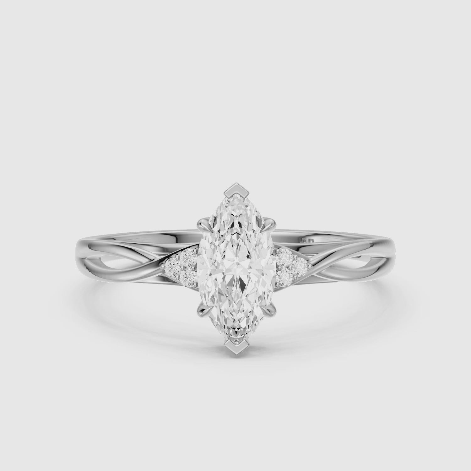 Load video: Lia Marquise Cut Twisted Band Moissanite Diamond Ring