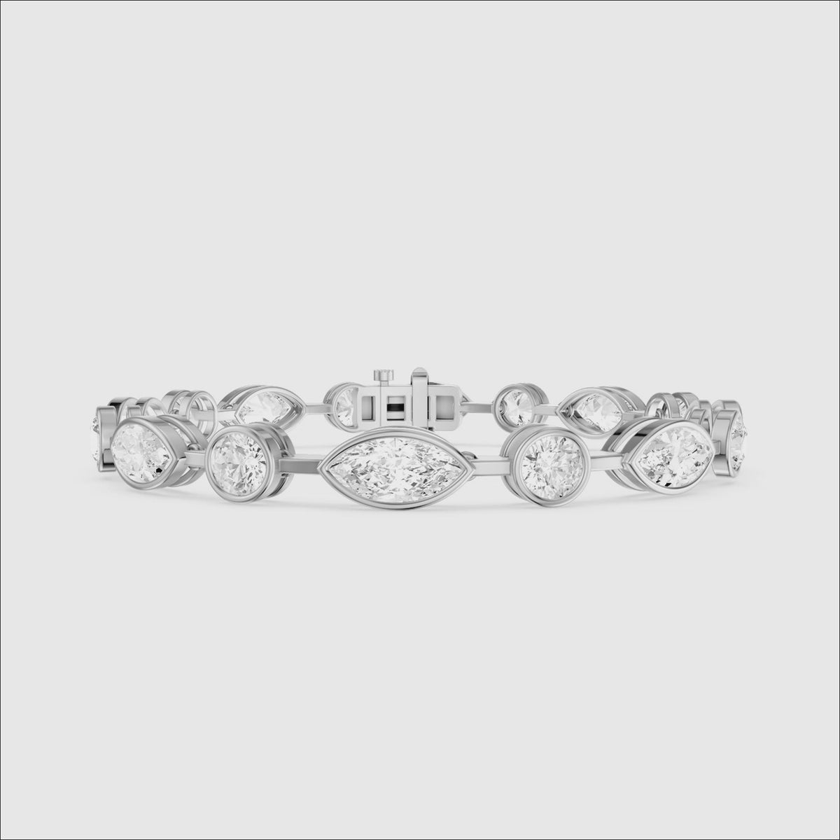 Load video: Sasilvia Round Cut and Marquise Cut Lab Grown Diamond Bezel Tennis Bracelet