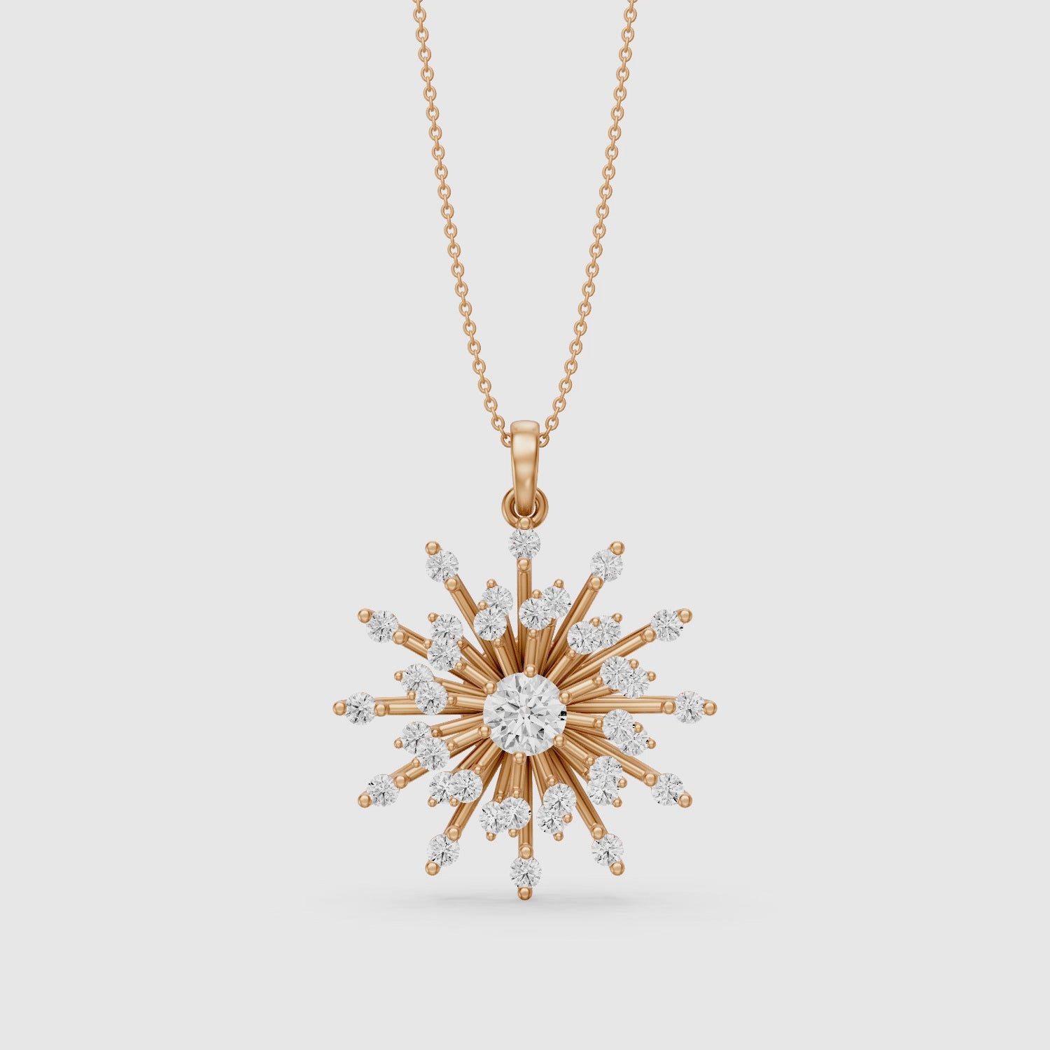 Load video: Mirela Round Lab Grown Diamond Sunburst Pendant