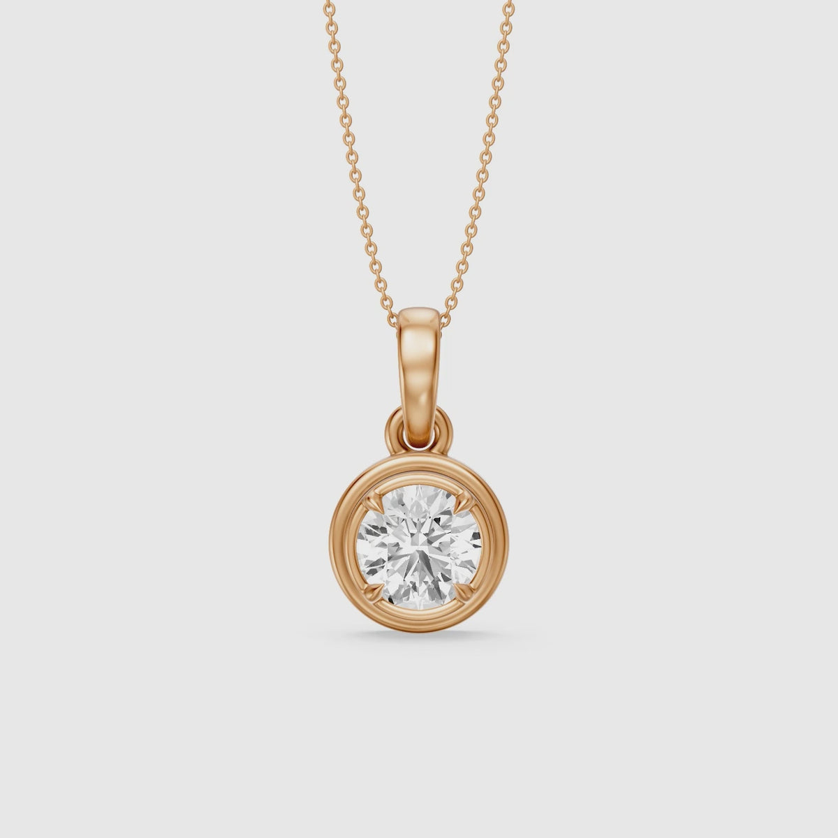 Load video: Kalani Round Lab Grown Diamond Bezel Pendant