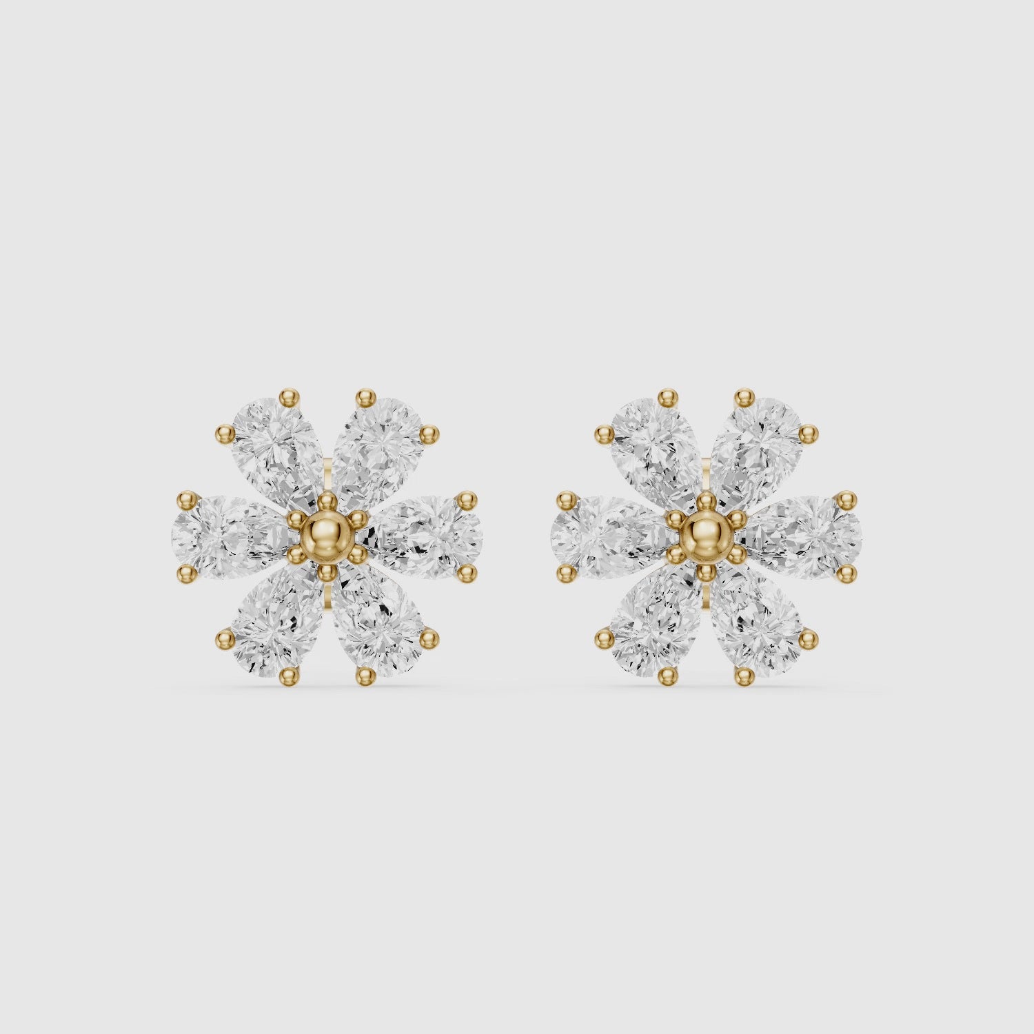 Load video: Oliwia Pear Cut Lab Grown Diamond Floral Cluster Stud Earrings