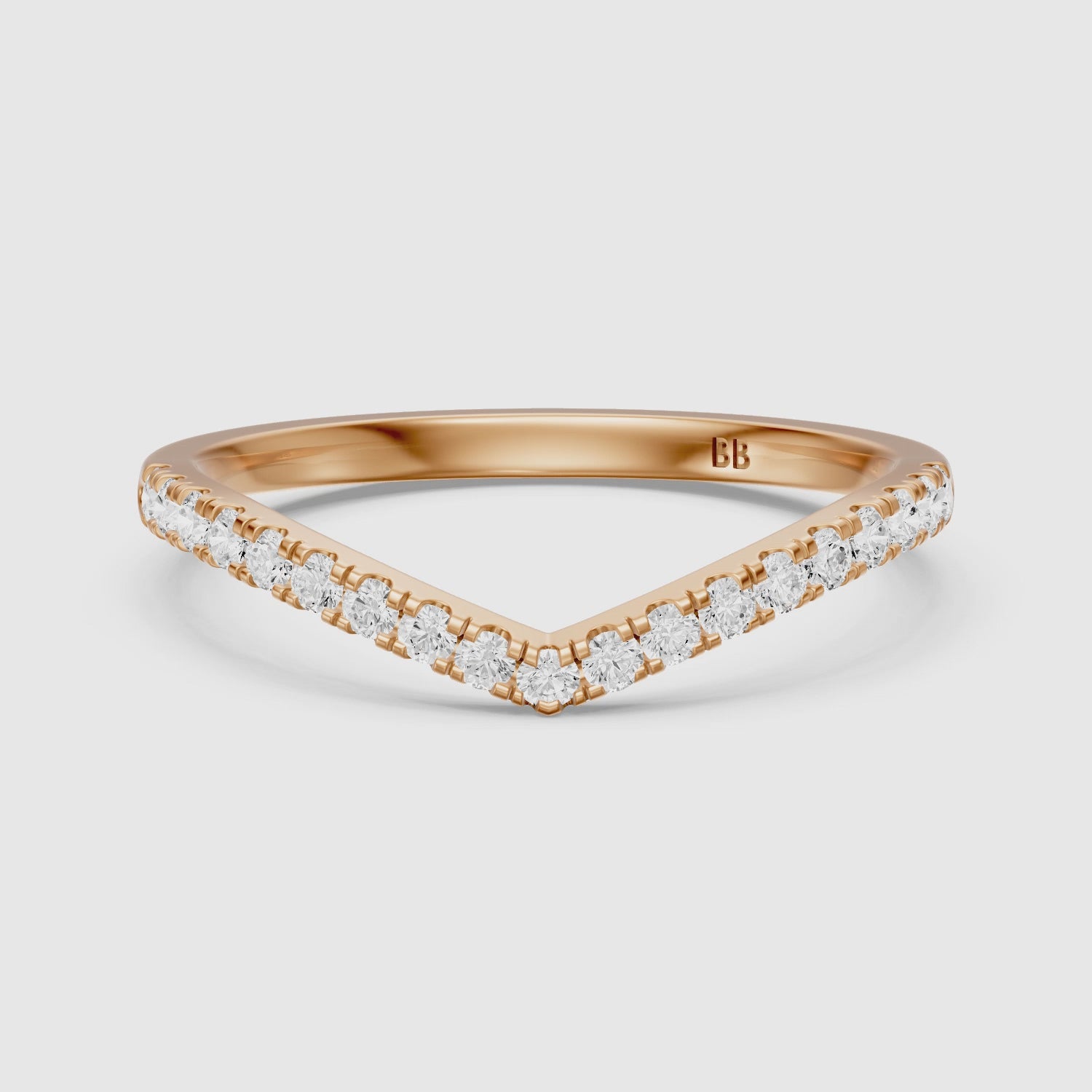 Load video: Monroe Chevron Curved Round Lab Diamond Pavé Wedding Band
