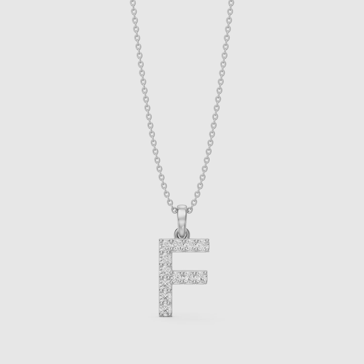 Load video: Emery Lab Grown Diamond F Initial Pendant Necklace