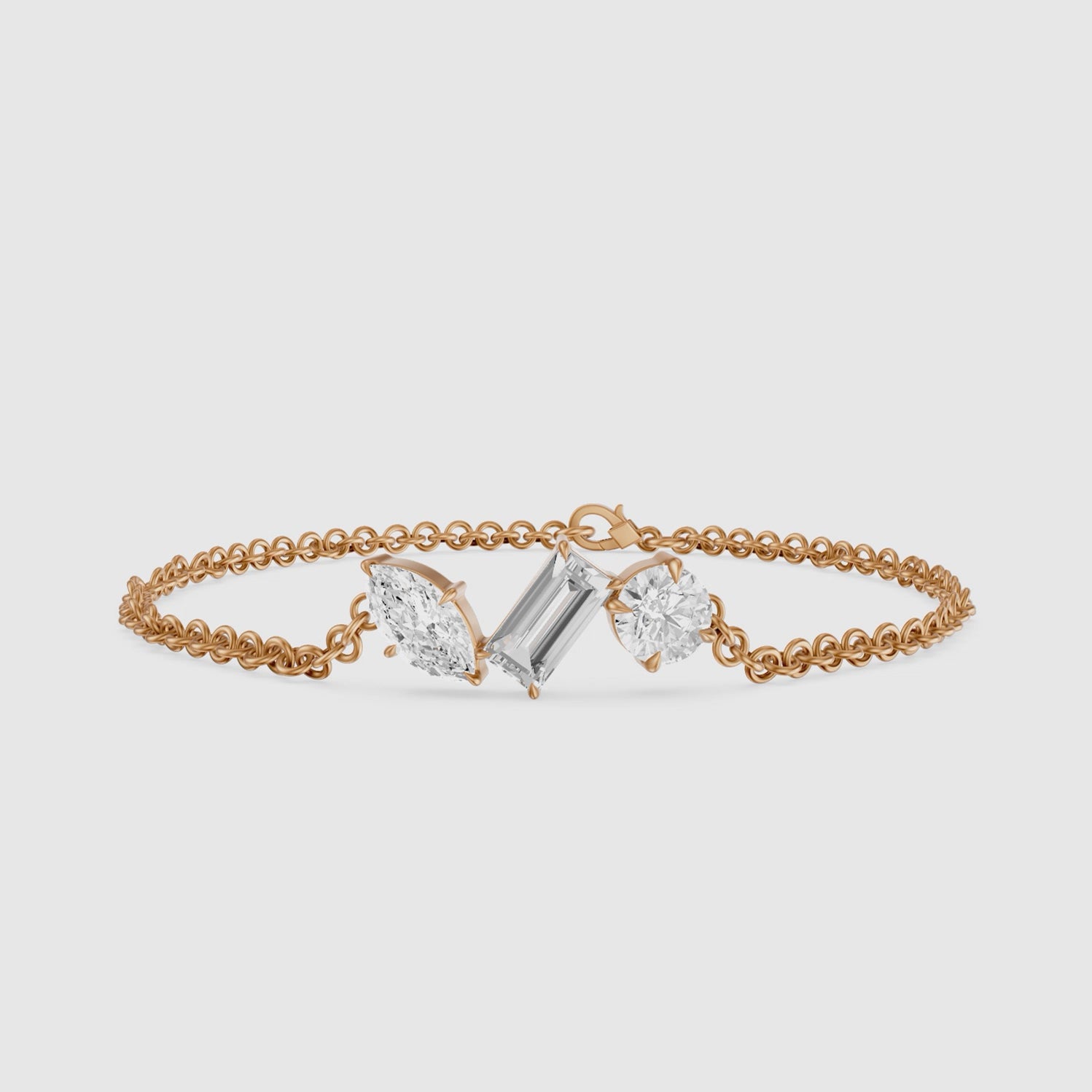 Load video: Dulcie Mixed Shape Lab Grown Diamond Trio Station Chain Bracelet