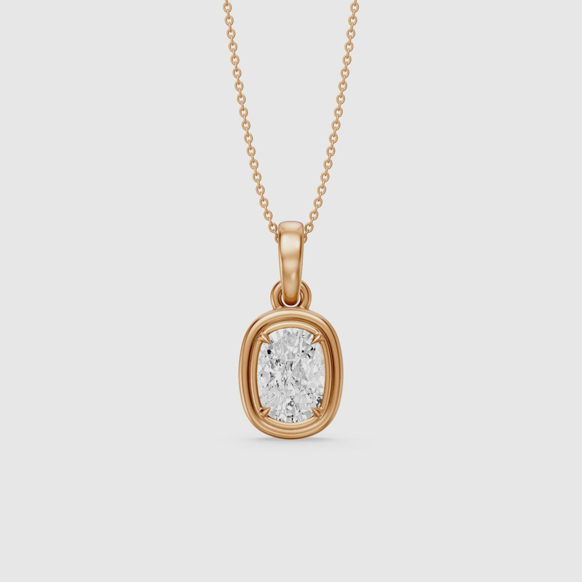 Load video: Blake Elongated Cushion Double Bezel Lab Grown Diamond Pendant