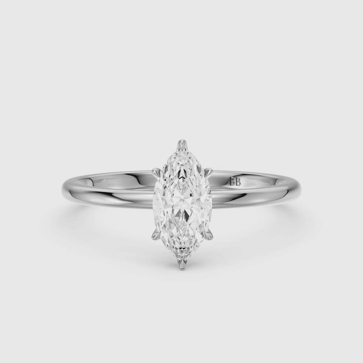 Load video: Jakira 6 Prong Marquise Cut Solitaire Moissanite Diamond Ring