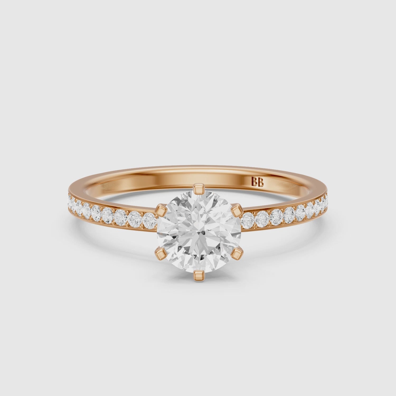 Load video: Keegan 6 Prong Round Cut Channel Set Moissanite Diamond Ring