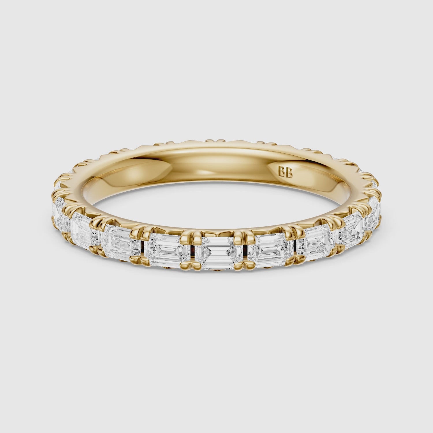 Load video: Harlow Emerald Cut Lab Grown Diamond Shared Prong Eternity Band