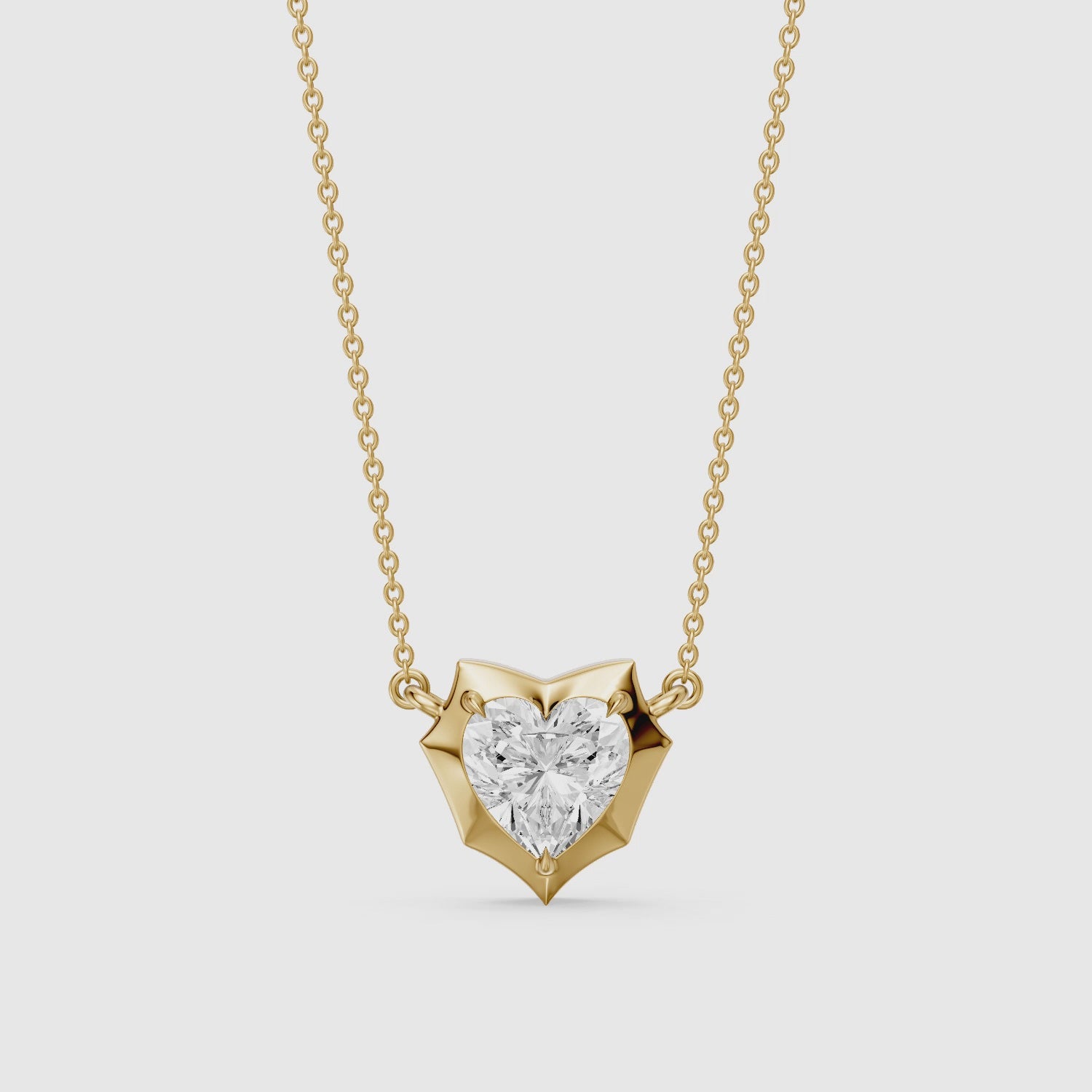 Load video: Jana Heart Shape Lab Grown Diamond Abstract Bezel Pendant