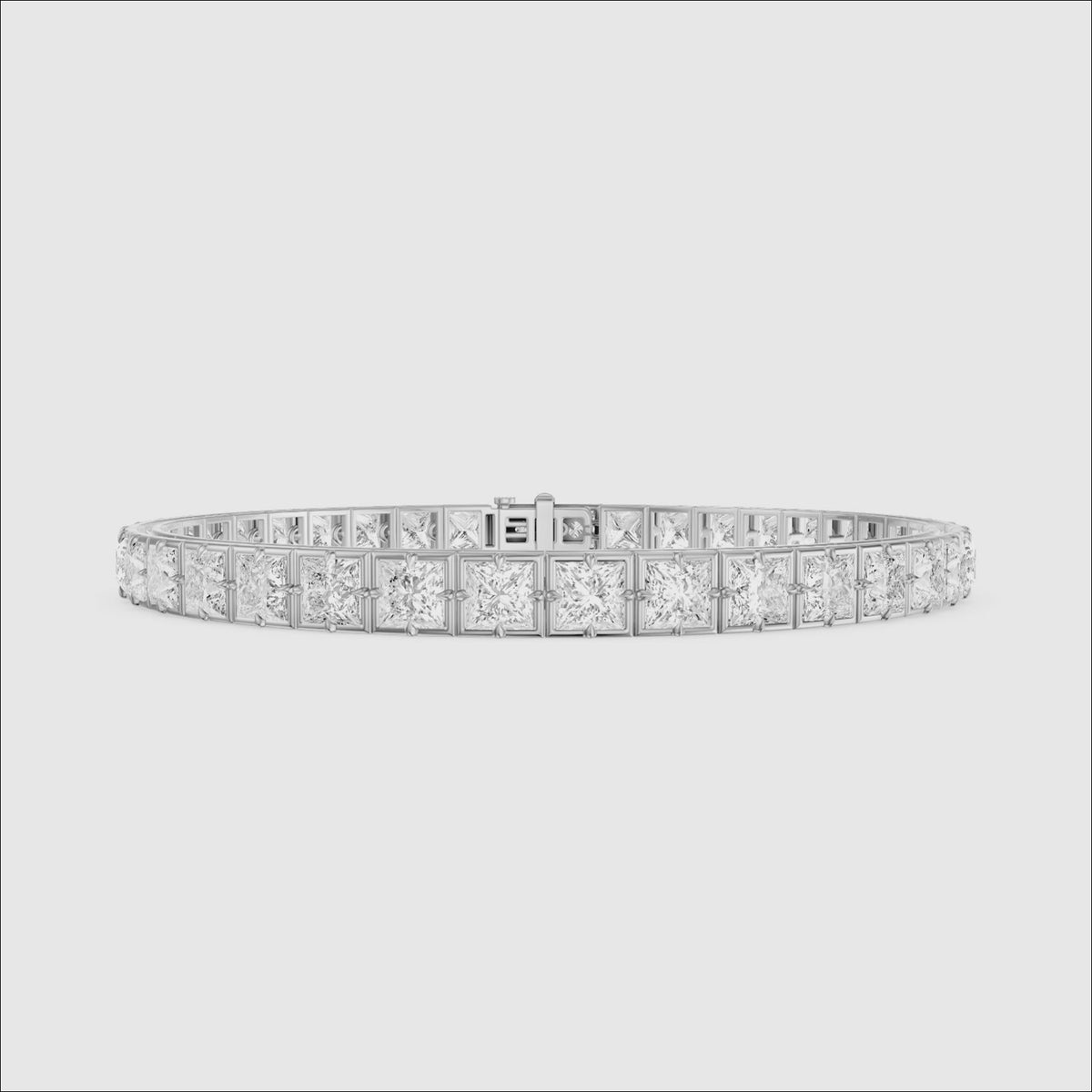 Load video: Nichele Princess Cut Lab Grown Diamond Bezel with Prong Tennis Bracelet