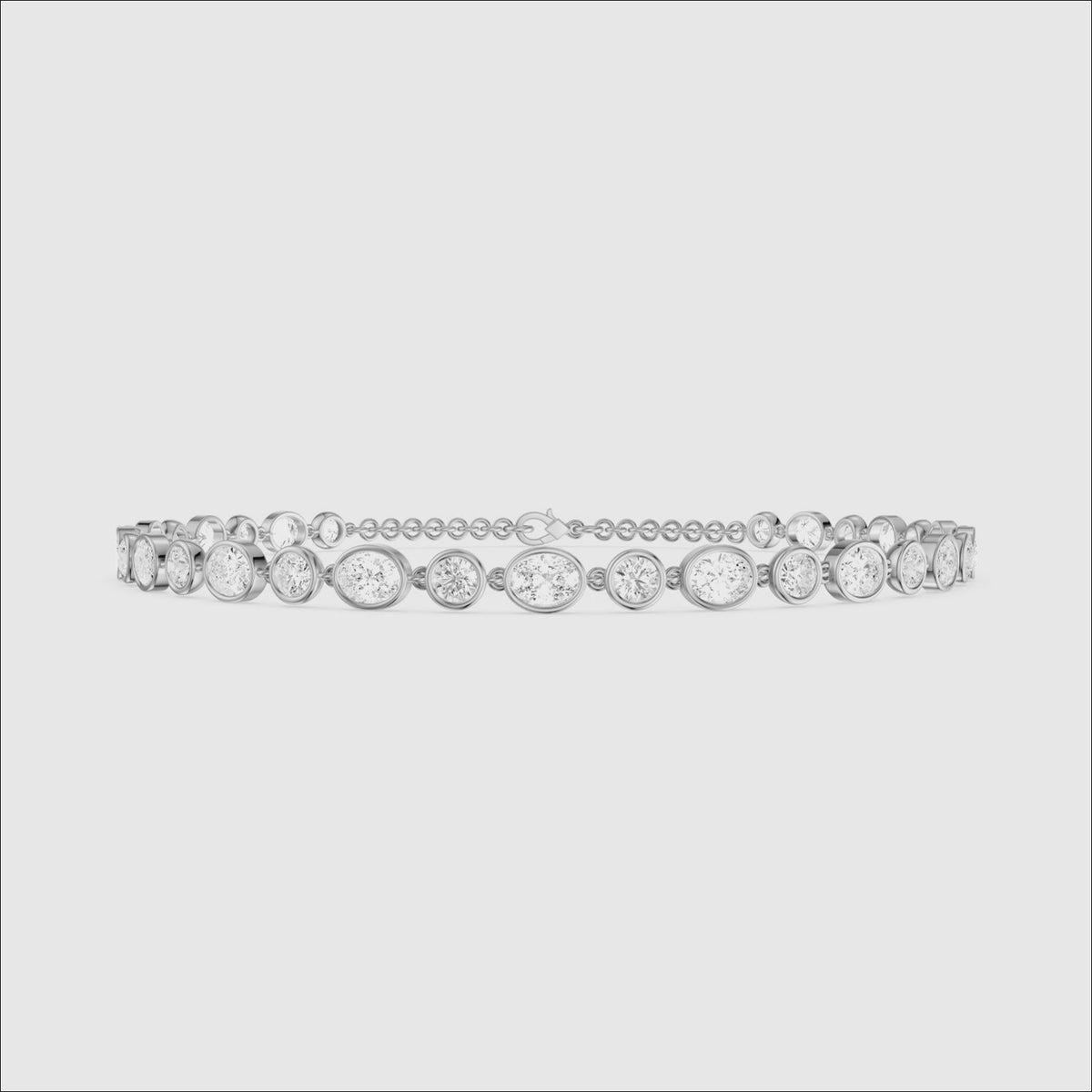 Load video: Mabel Alternating Oval and Round Lab Grown Diamond Bezel Set Tennis Bracelet