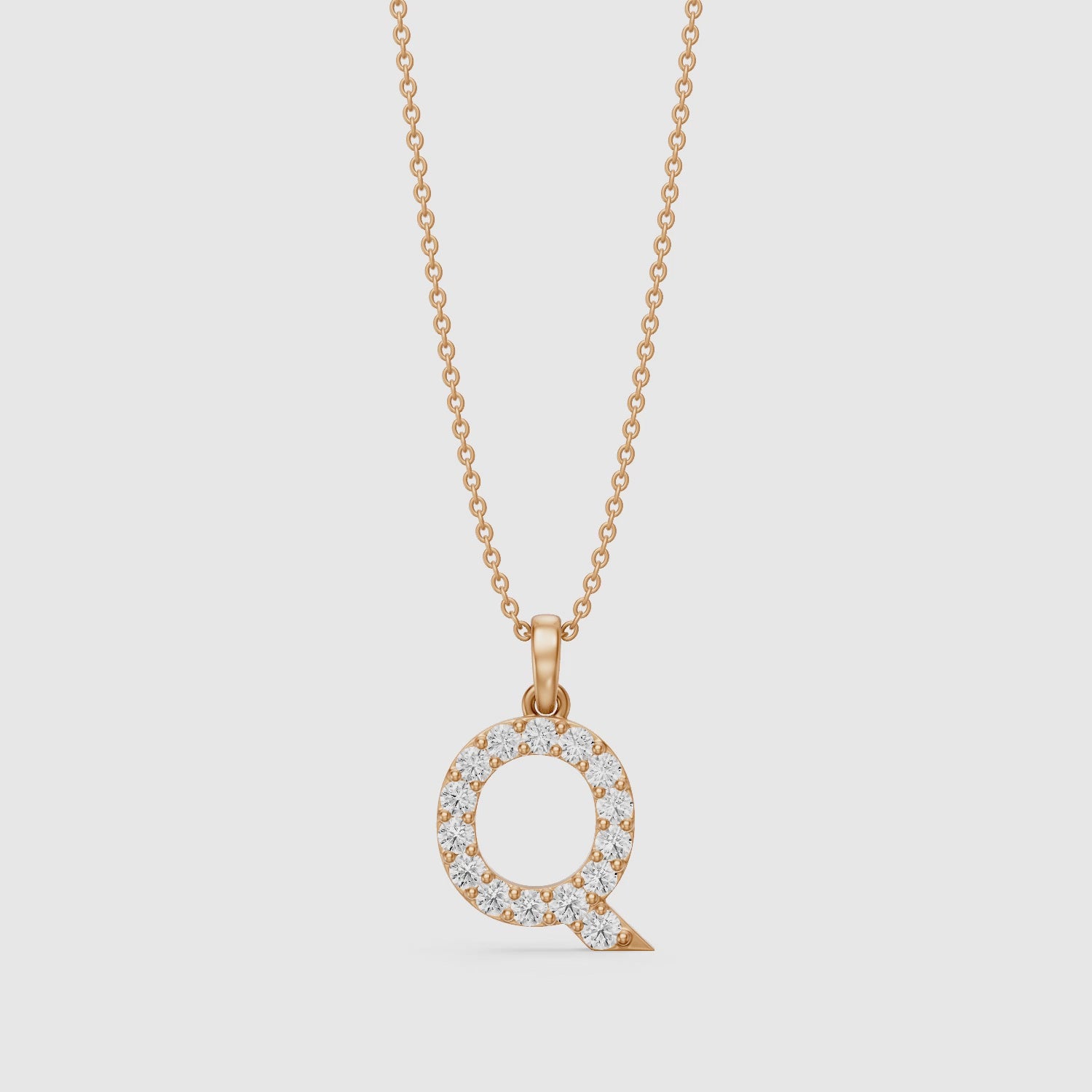 Load video: Jolie Lab Grown Diamond Q Initial Pendant Necklace