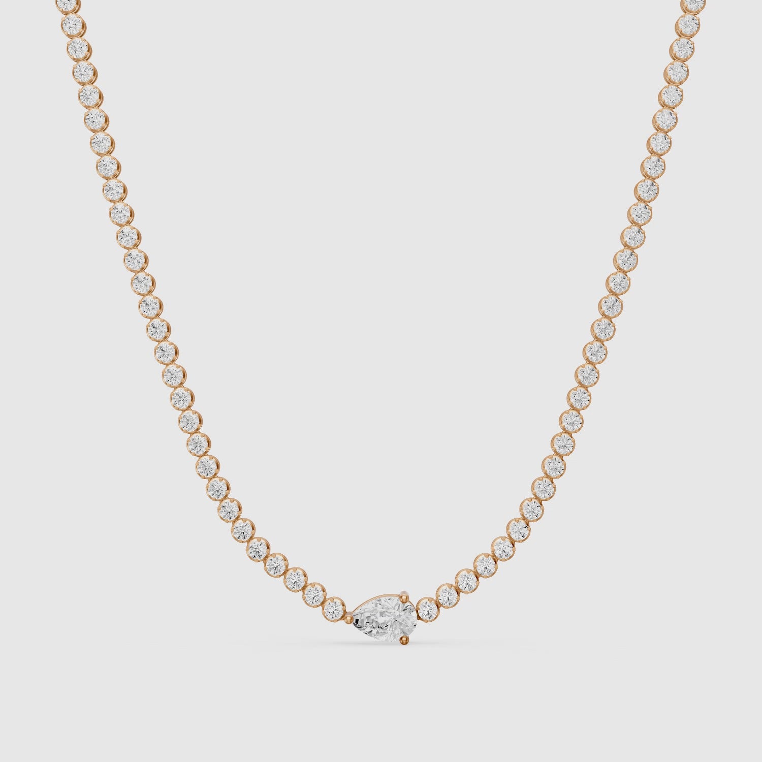 Load video: Laney Pear Lab Grown Diamond Single Station Tennis Necklace