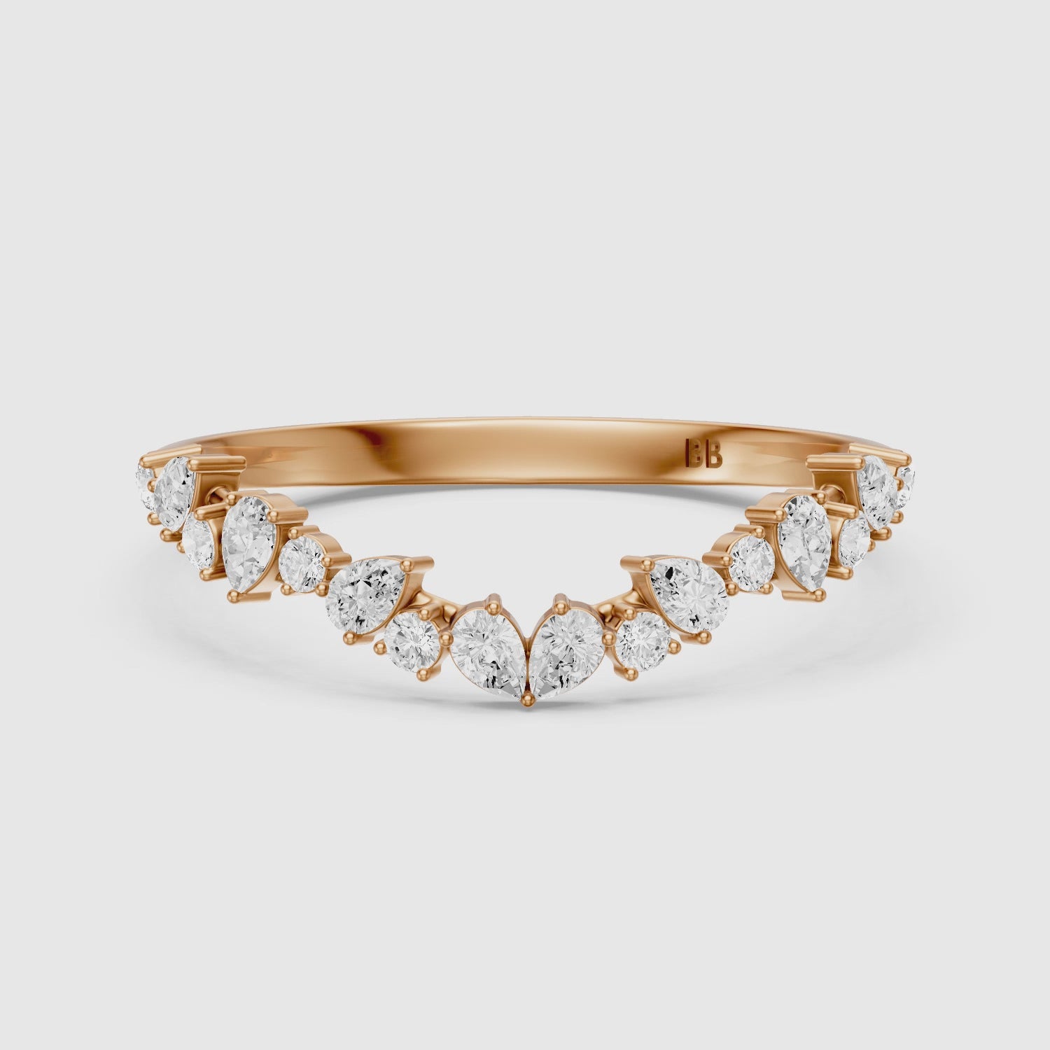 Load video: Zoey Mixed Shape Lab Grown Diamond Curved Band