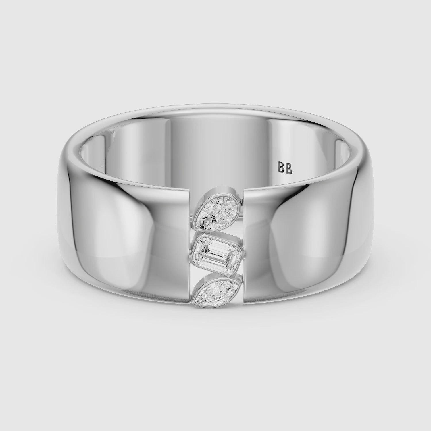 Load video: Kora Mixed Shape Lab Diamond Bezel Cluster Cigar Band