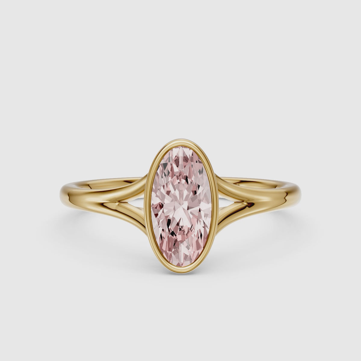 Load video: Honora Moval Pink Lab Grown Diamond Bezel Set Split Shank Solitaire Ring