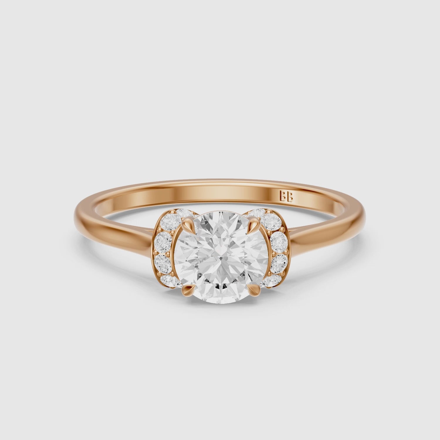 Load video: Dalila Round Cut Unique Pave Moissanite Diamond Ring