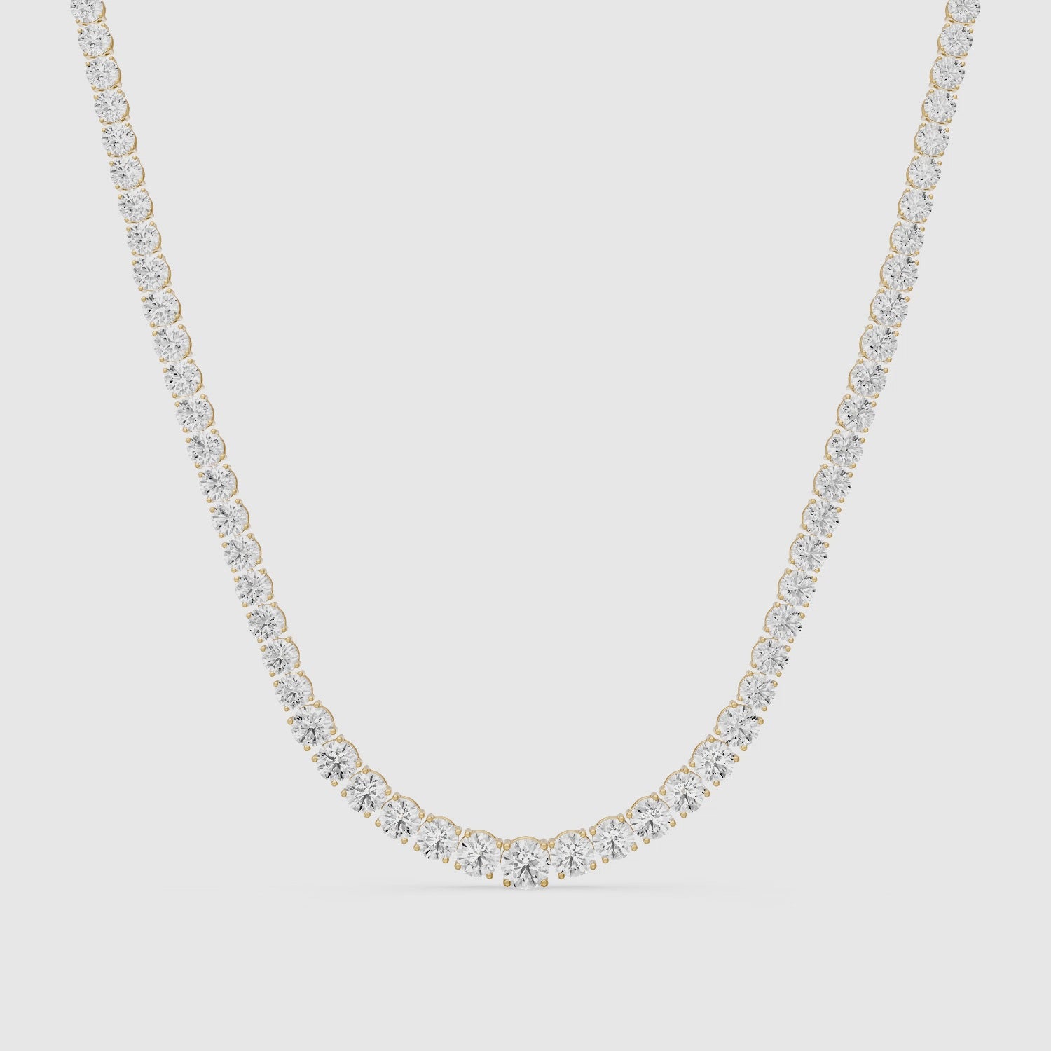 Load video: Brynlee Round Cut Lab Grown Diamond Classic Tennis Necklace