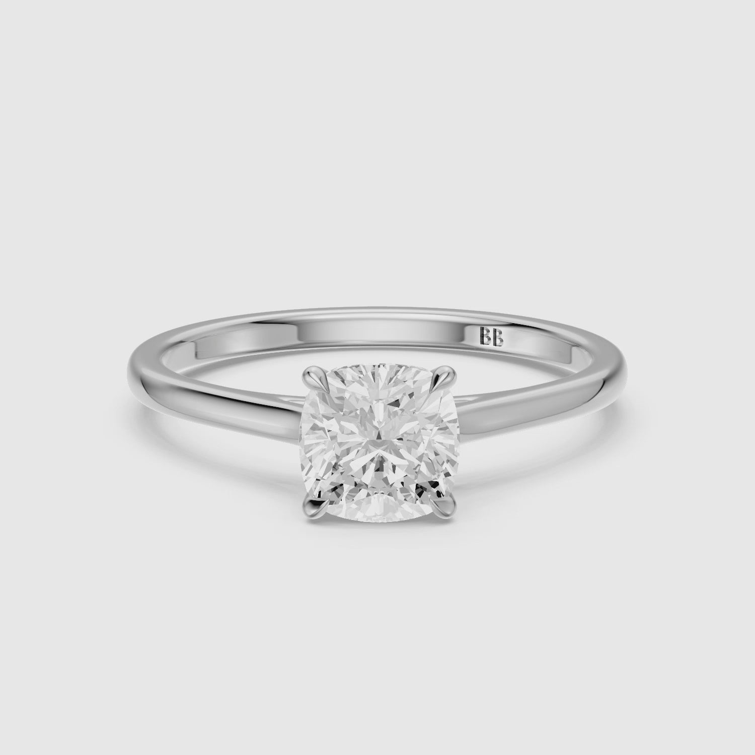 Load video: Cailyn Cushion Cut Solitaire Cathedral Style Lab Grown Diamond Ring