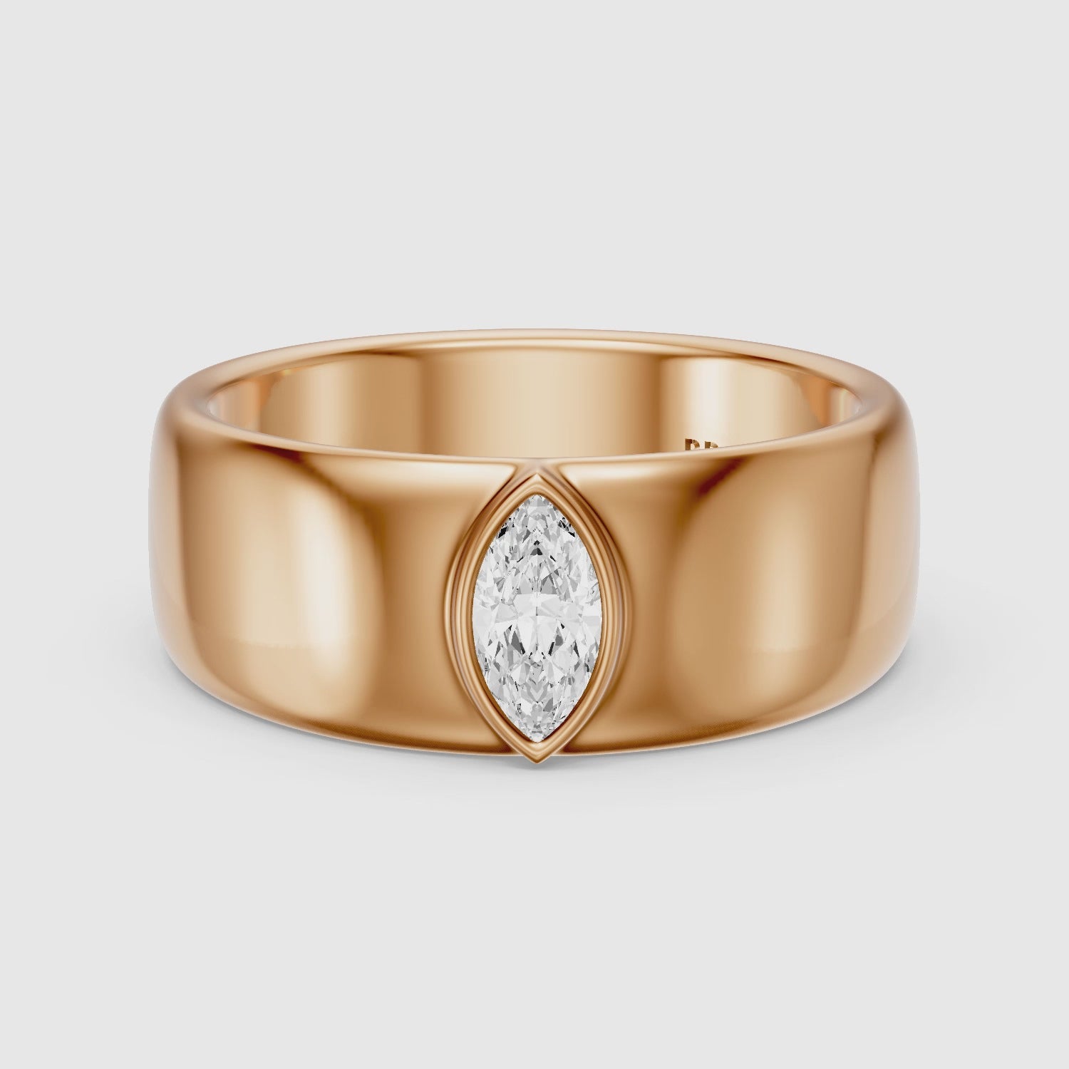 Load video: Chandler Marquise Cut Lab Grown Diamond Bezel Set Wide Cigar Band